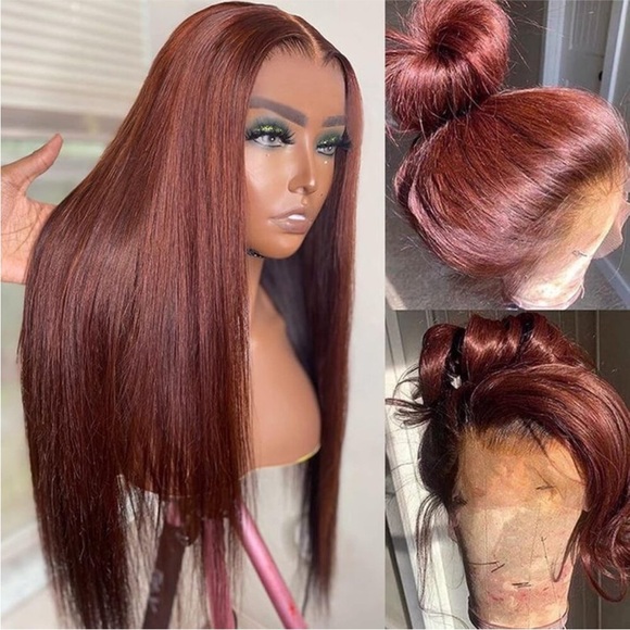 22” Reddish Brown Color STRAIGHTGlueless Heat RESISTANT WIG NEW